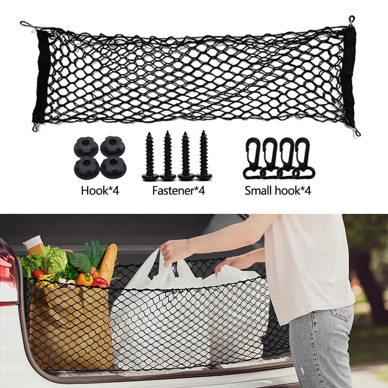 1Pcs 90*30CM Auto Rear Trunk Cargo Net Mesh Storage Organizer Pocket Small Cars Q