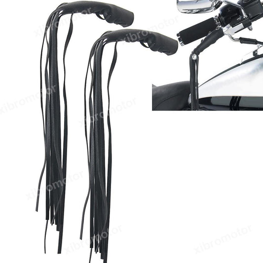 Motorcycle Lace-up PU Leather Brake Clutch Lever Fringe Long Tassels grip Custom Q