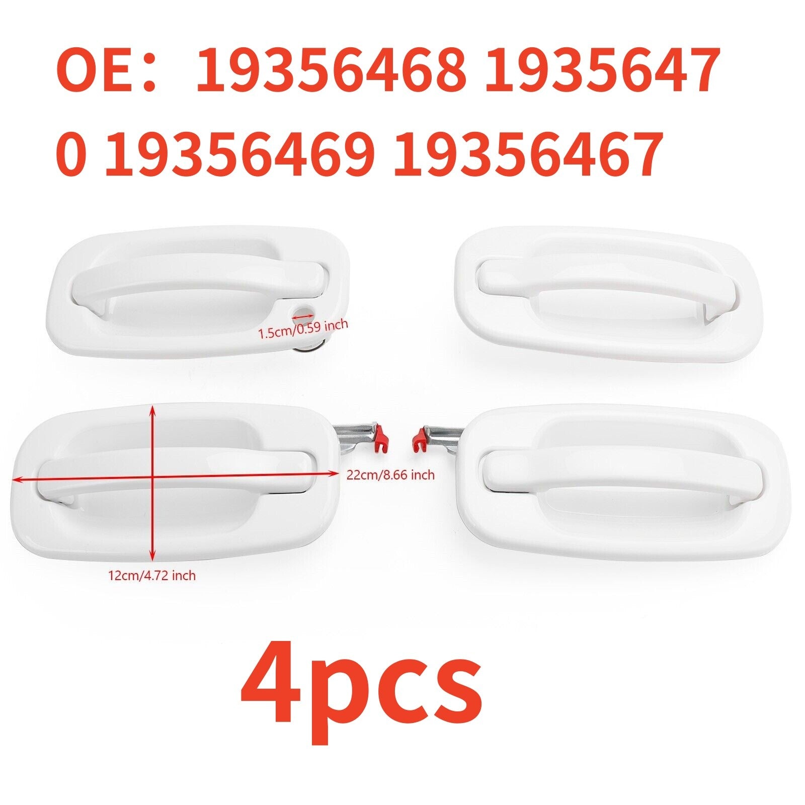 4Pcs Exterior Olympic White Painted Door Handle Set For 99-07 Silverado 19356468