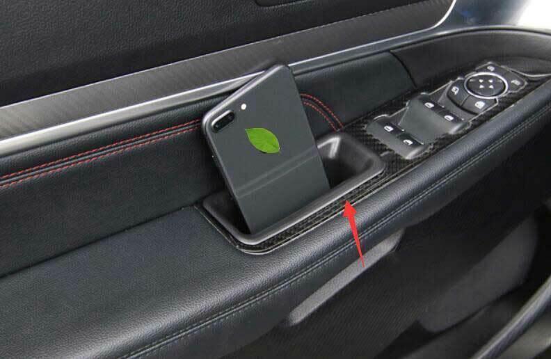 Paint Black Inner Door Armrest Storage Box Frame 4PCS for Ford Explorer 2016-19