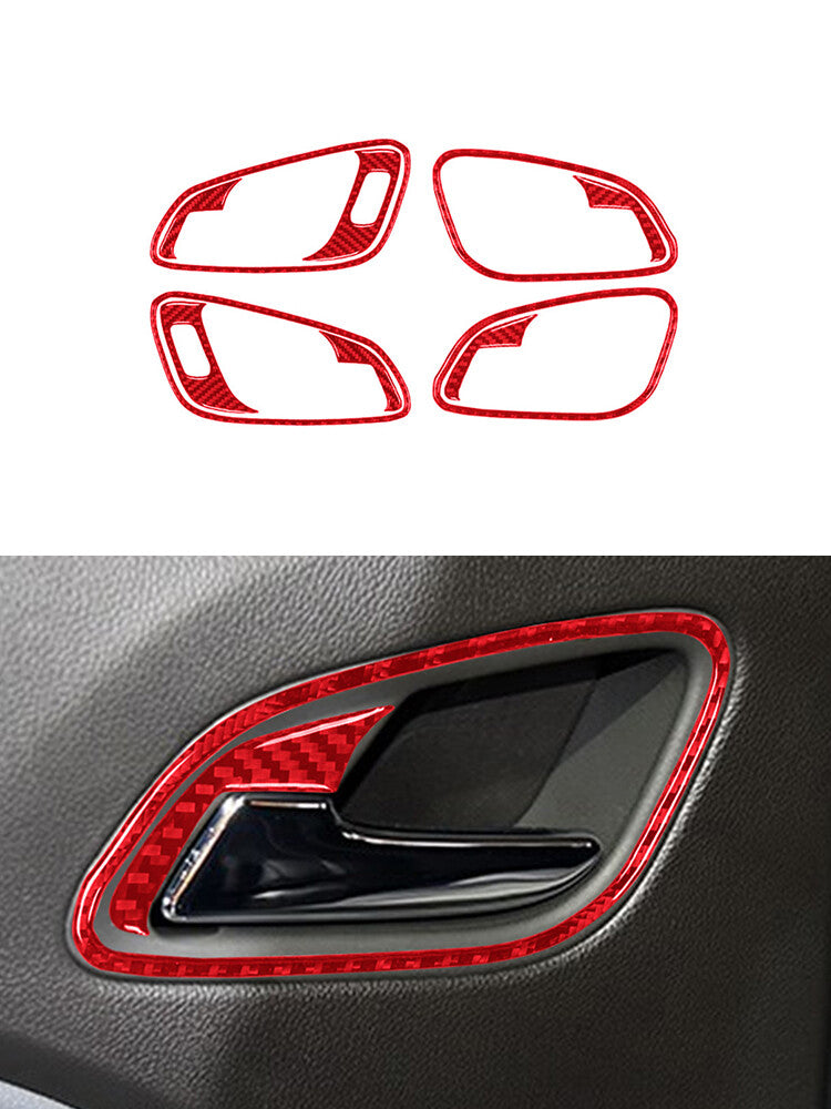 7Pcs Red Carbon Fiber Center Floor Console Cover Trim For Fiesta 2011-2015 v
