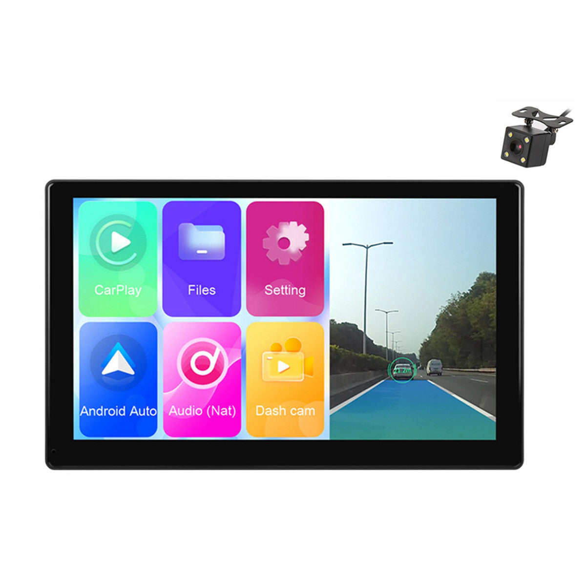 9in Portable Car Stereo Radio Multimedia Player For Carplay Android Auto W/Cam