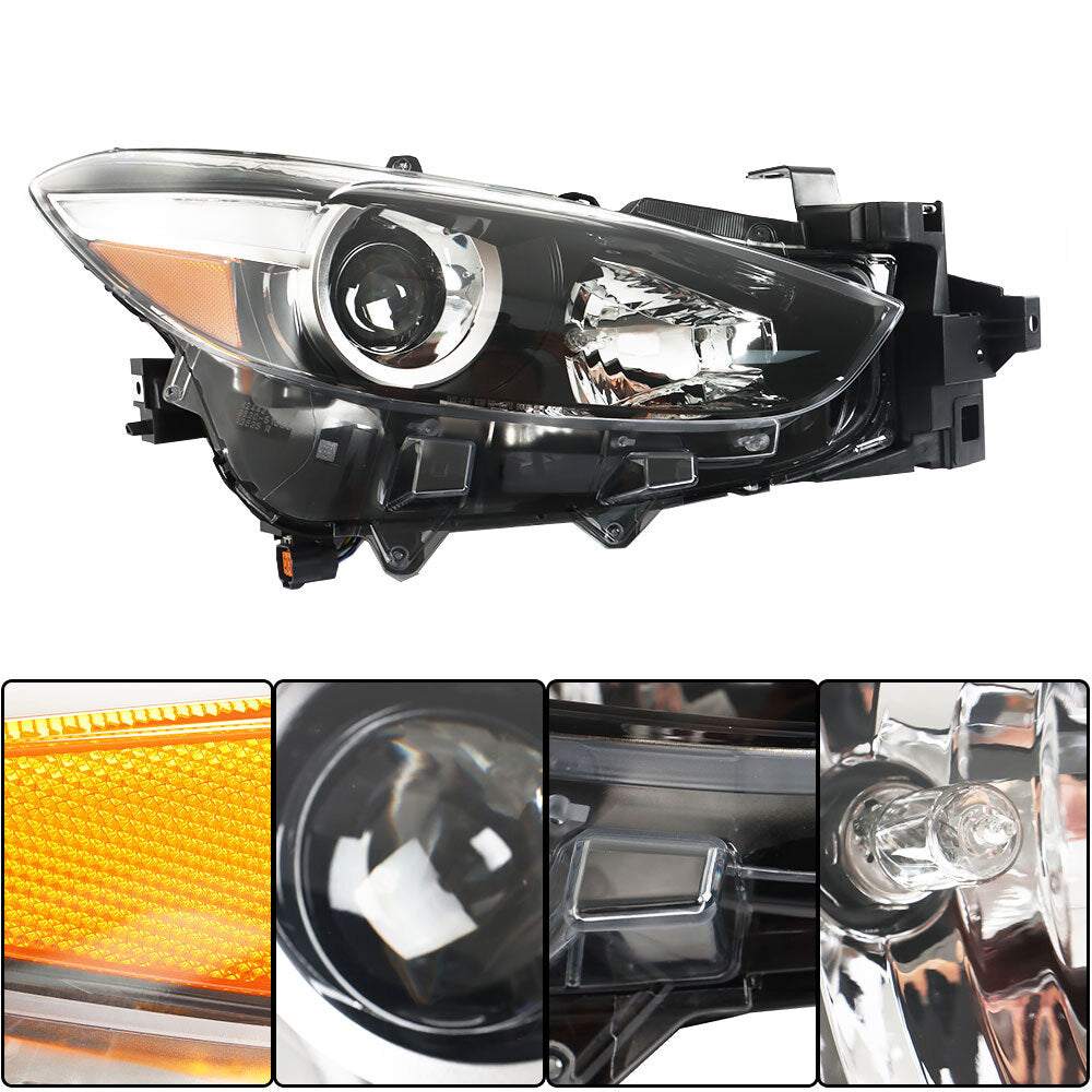 Suitable for 2017-2018 for Mazda 3 headlights, right-side single-set transparent lens halogen headlight - n