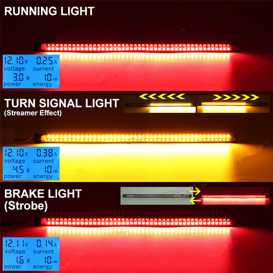 11.8in Motorcycle LED Rear Turn Signal Brake Lights Daytime Running Lamps 2Pcs Q