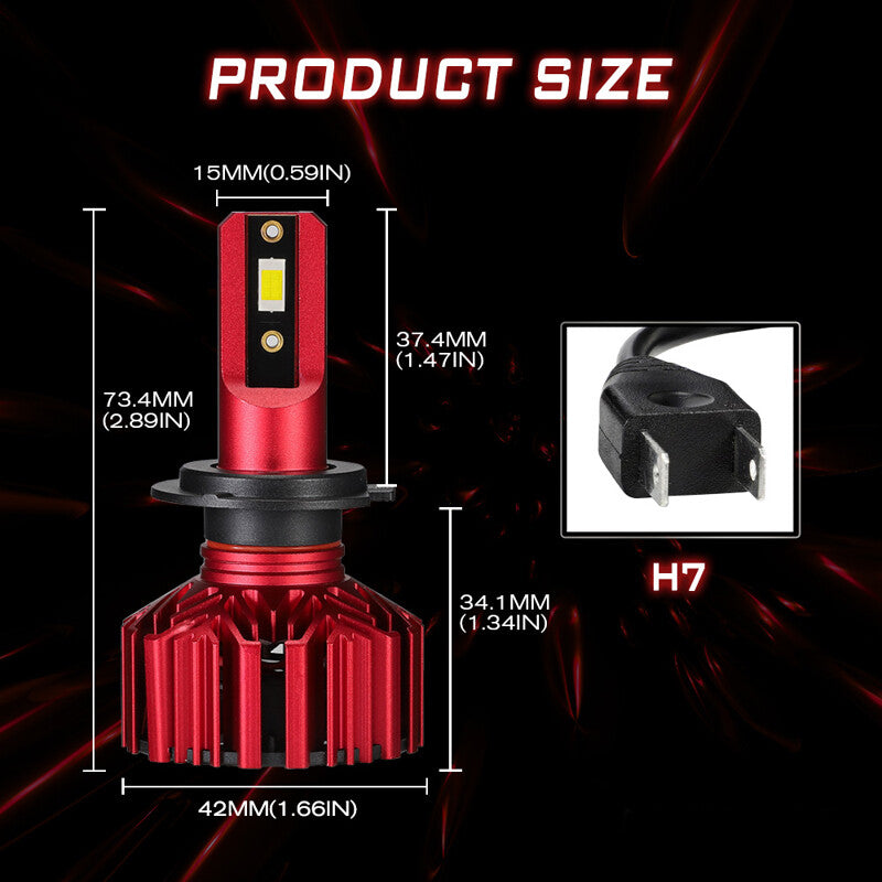 2pcs H7 LED headlight bulb kit, 10000lm, white, 6000k, 9V-32V. n