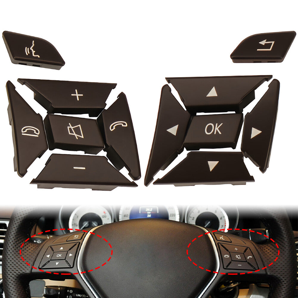 Steering Wheel Control Button Cover Cap LHRH for Mercedes-Benz W204 W212 Brown
