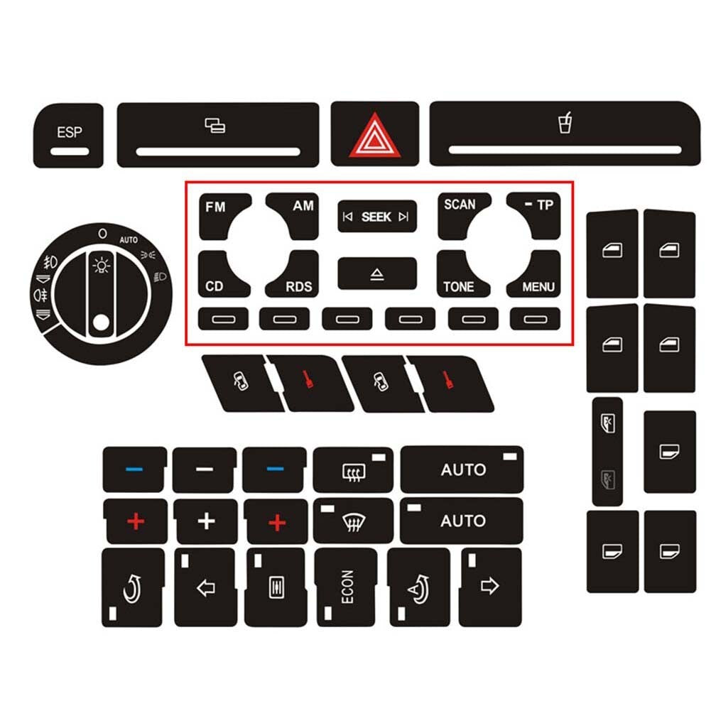 Button repair kit for A4, B6, B7 radio Clima headlight enhancement control