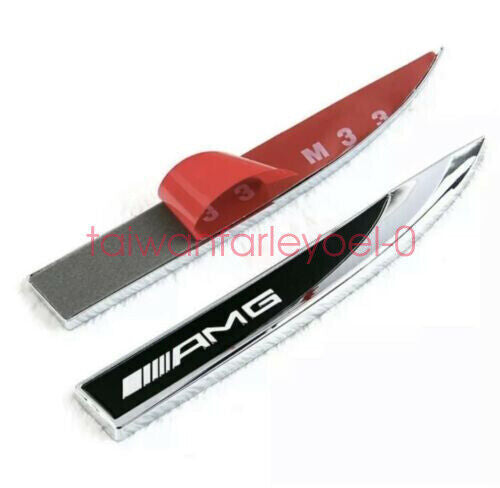 2-piece AMG for Mercedes badge side decals, fender wing, metal ABCES class CLA