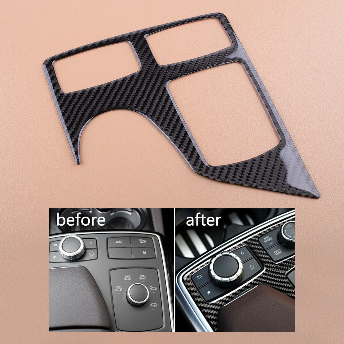 Carbon Fiber Center Console Multimedia Panel Cover Trim fit for Benz GLE GLS New v