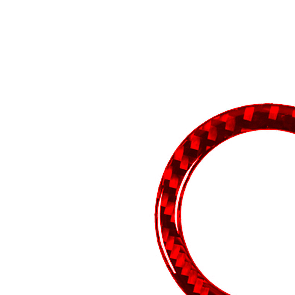 Red Carbon Fiber Headlight Button Ring Trim for Lincoln for Navigator 2007-2014