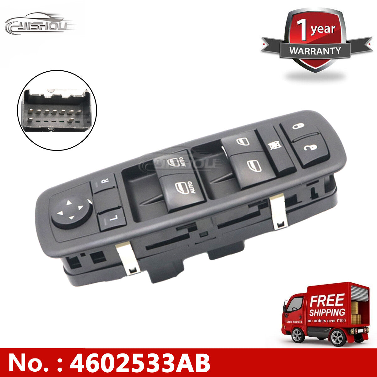Driver-side master control window switch applicable to 2009-2012 for Dodge for Ram 1500 2500 3500