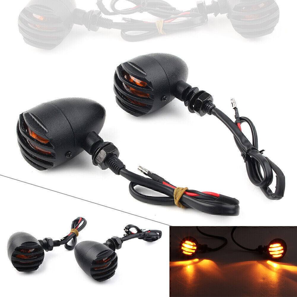 2¡Á Black Universal Motorcycle 12V LED Turn Signals Indicator Lights Q