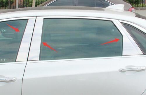 6x for Cadillac CT6 2016-2019 Chrome Steel Window BC Pillar Posts Cover Trim Kit