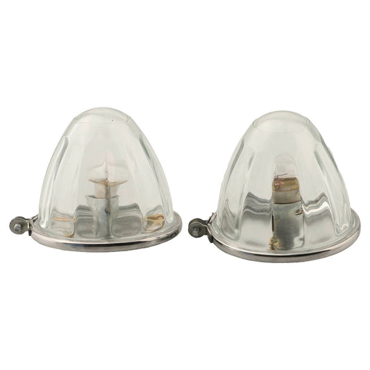 2x Amber Watermelon Light Glass Kit Clear Lens W/ 1156 LED Bulb Incandescent v