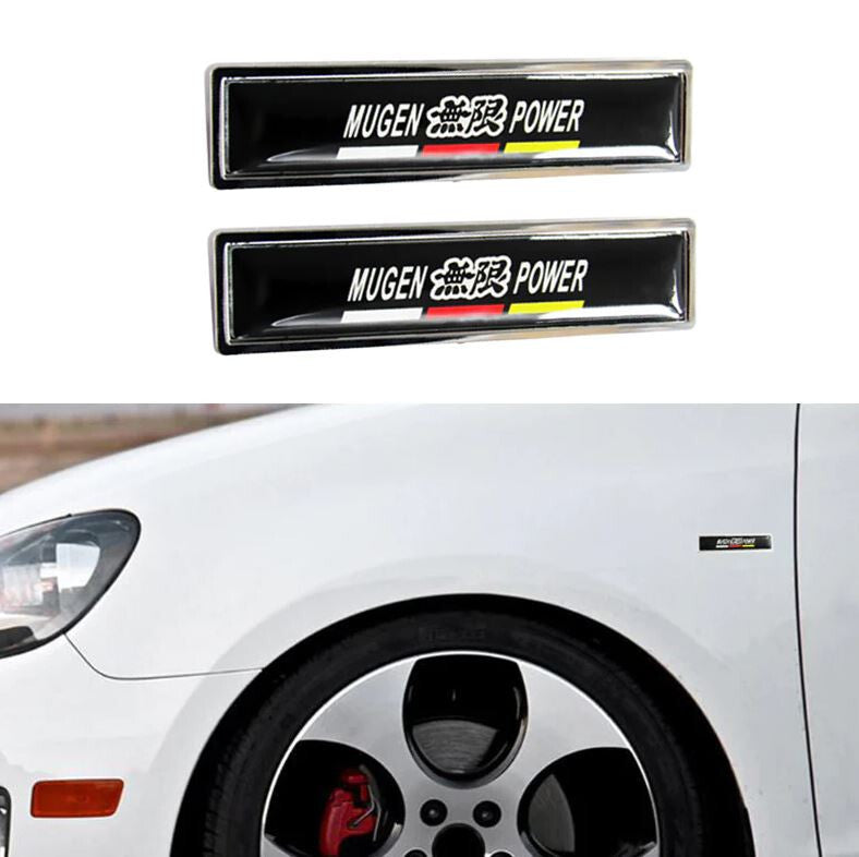 2-Piece Car Side Fender Stickers, Rear Boot Badges, Mugen, Black, for Honda