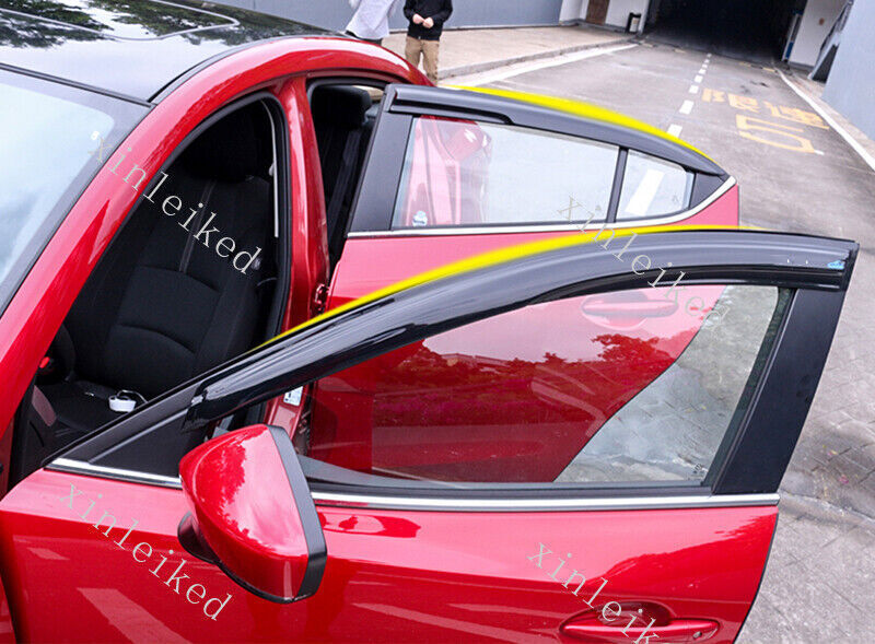Black Sun Rain Visor Window Shield Deflector Guard for Mazda 3 Axela 2014-2018
