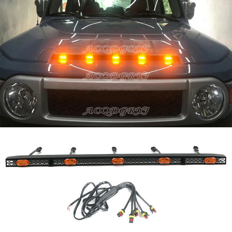 for Toyota FJ Cruiser 2007-2021 LED Vehicles Bonnet Hood Light Bars Decor 5 LED