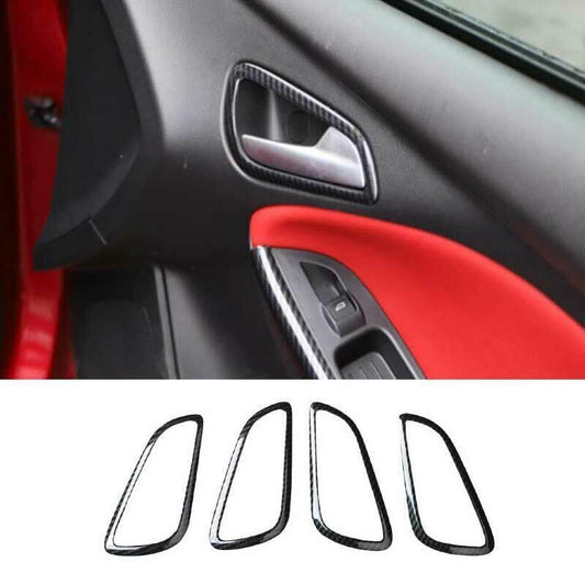Carbon Fiber Inner Door Handle Cover Trim 4PCS Fit for Ford Focus ST RS 2012-14