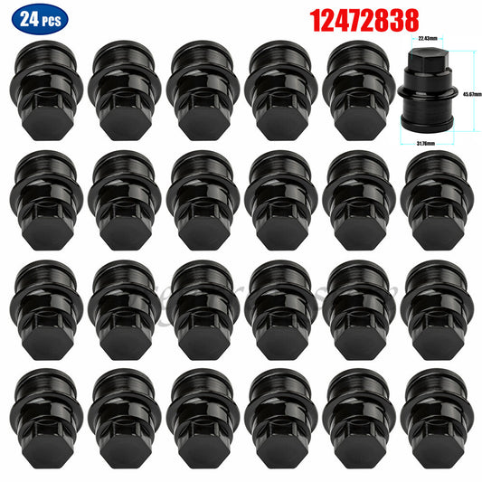 24x Wheel Lug Nut Cover Black Protective Cover Set 12472838 for GMC for Cadillac Trucks v