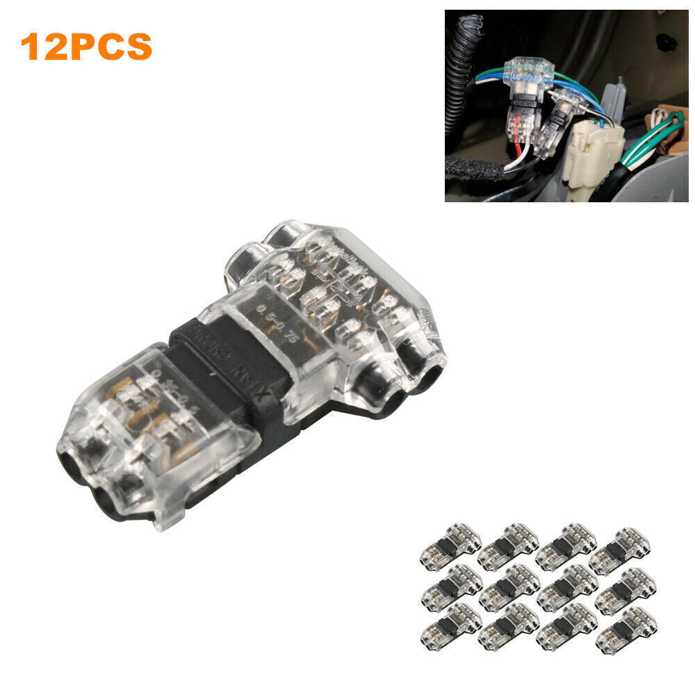 12-pack 2-pin 3-way wire connectors, low voltage T-tape, compact wire connectors AWG- n