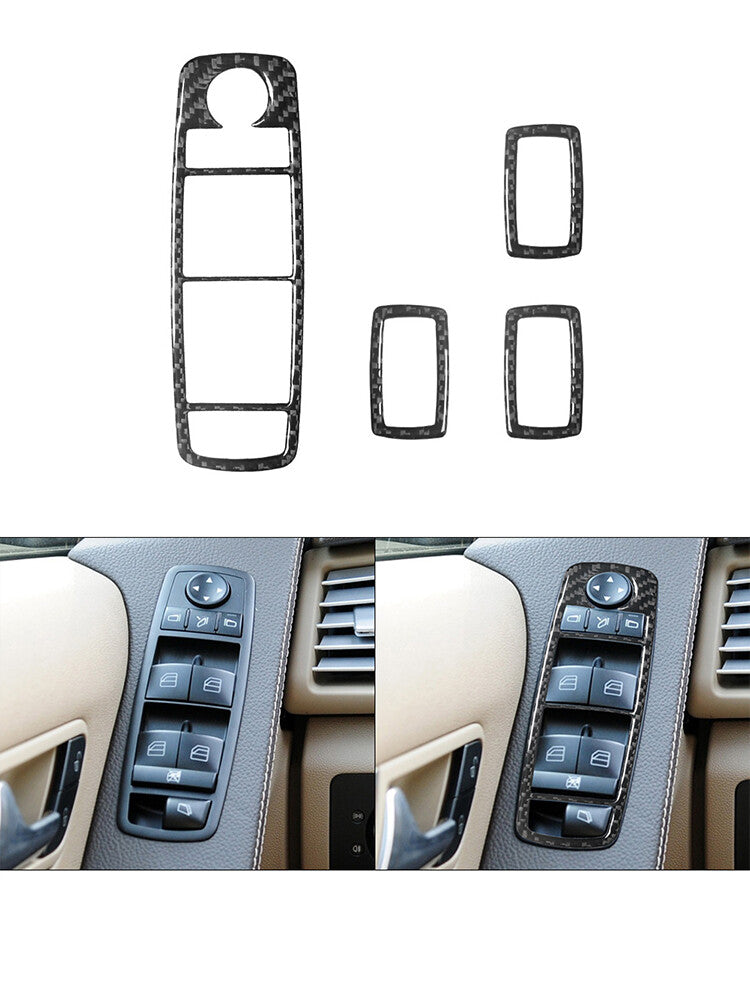 2Pcs Red Carbon Fiber Gear Shift Panel Cover Trim for Mustang 2005-2009 v