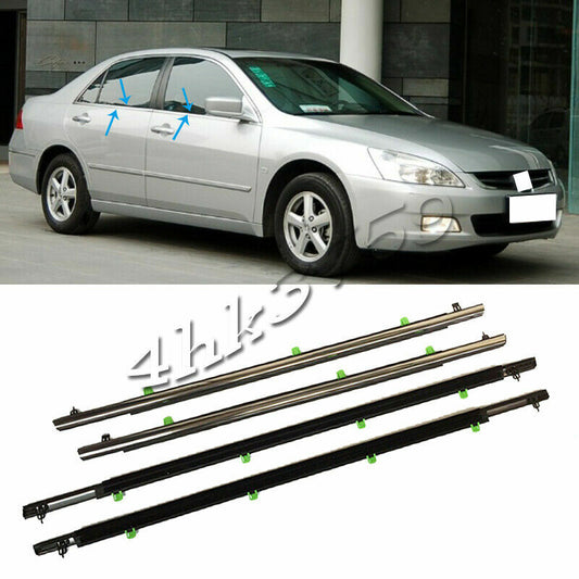 Weather Strip Window Moulding Seal Belt for Honda Accord 2003-2007 W/Chrome Trim