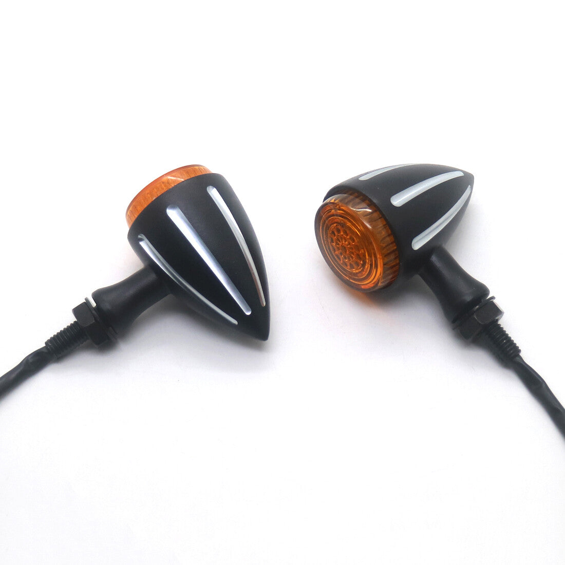 2X LED Black Amber Lens CNC Edge Cut Turn Signal Light for Harley for Honda for Yamaha Q