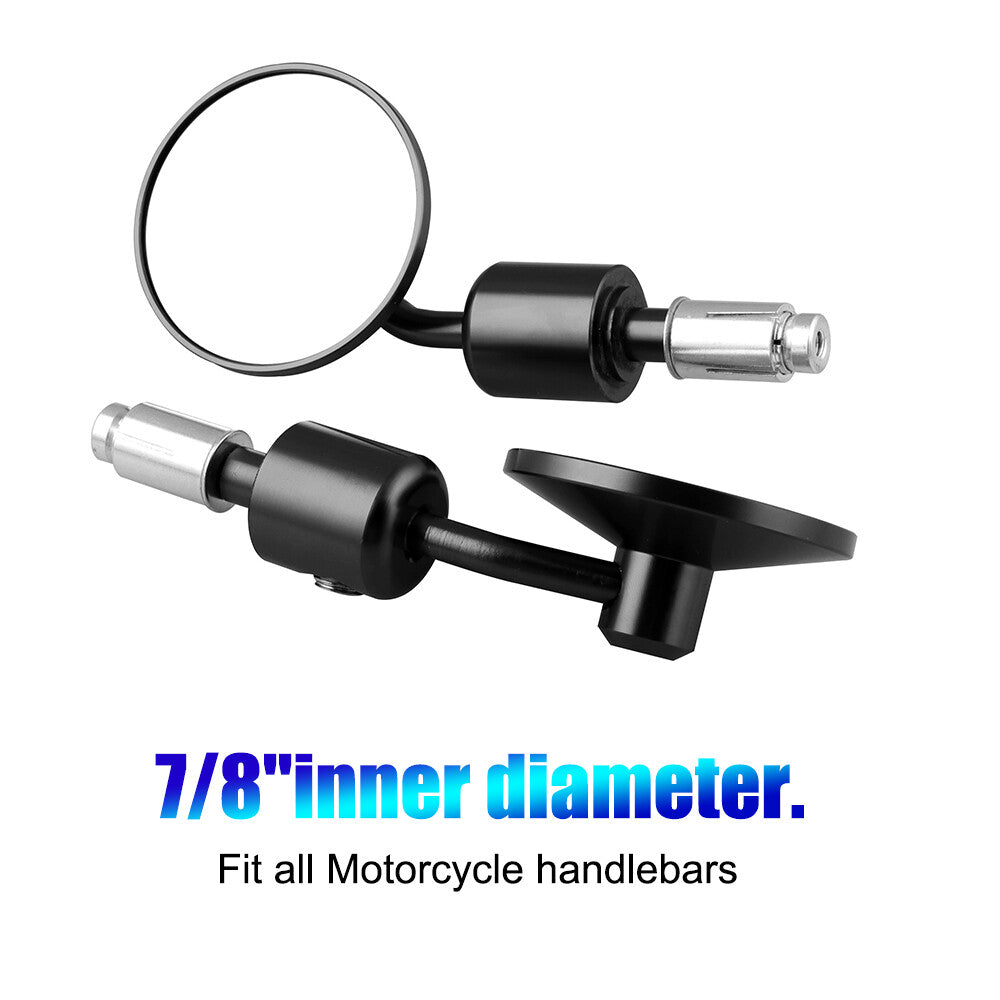 Black Round Rearview Handle Bar End 7/8 Side Mirrors for Motorcycle for Honda Q