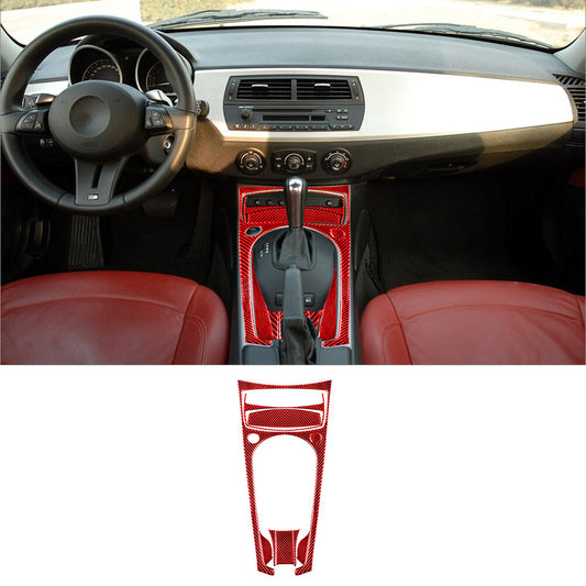 9-piece set of red carbon fiber interior automatic shift cover trim for BMW Z4 E85