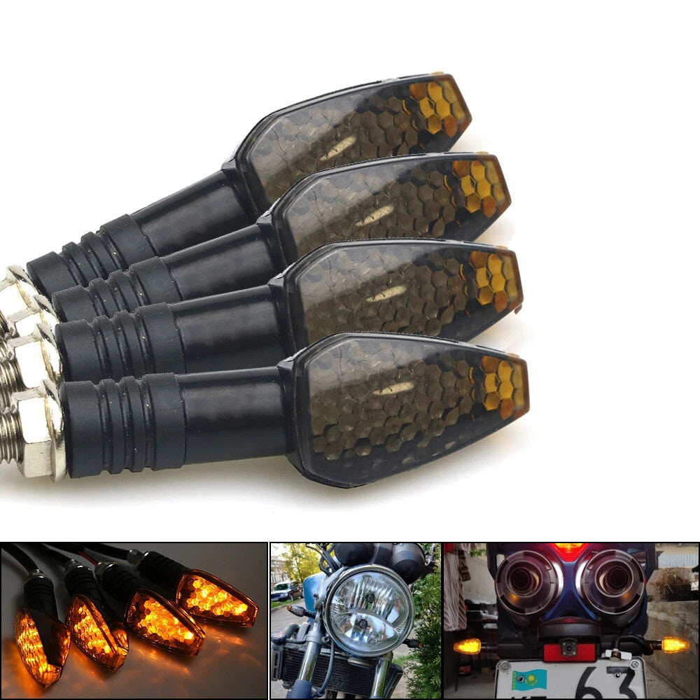 4x LED for mini indicator motorcycle indicator wizzard front rear 2 pairs black short 12V Q