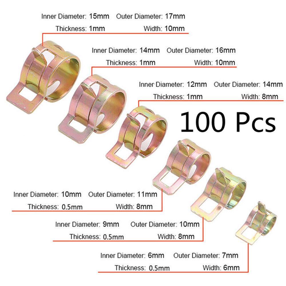 100 pieces of 10-yard car spring clips for fuel, oil, and water hoses - n