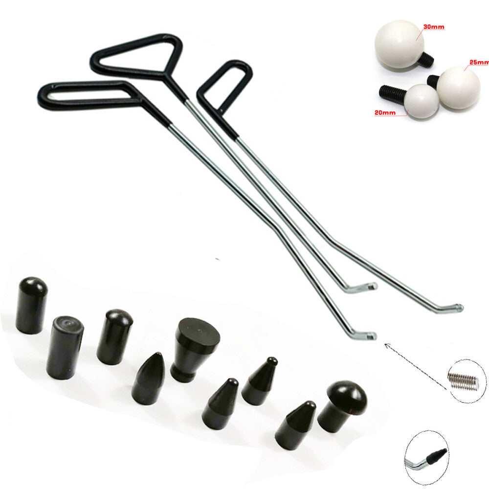 Paintless car dent removal tools, hook tools, push rod with tap heads v