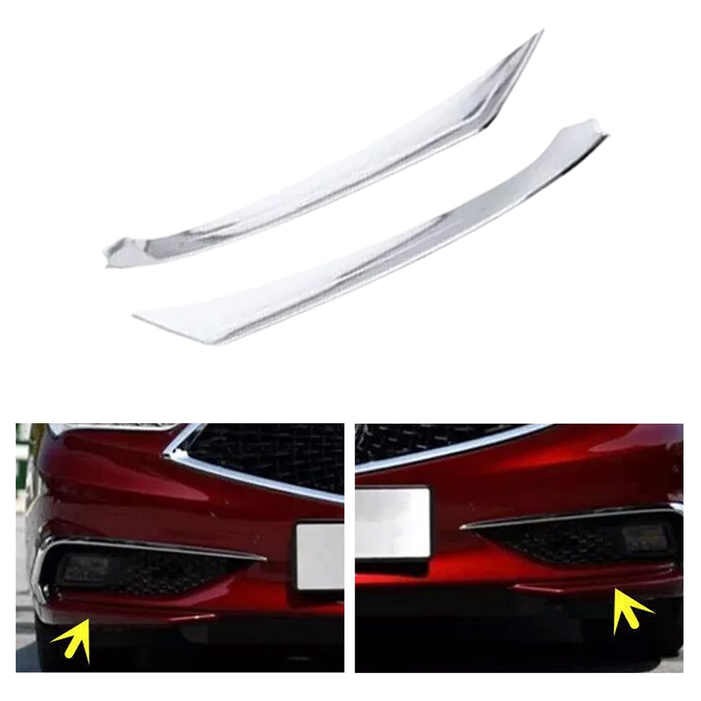2x Front Bumper Fog Light Lamp Cover Molding Chrome Trim for Acura TLX 2015-2022