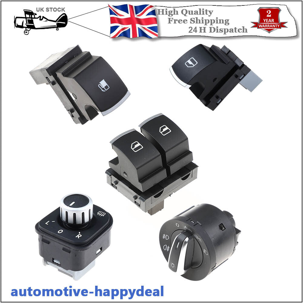 5X Fuel Headlight Mirror Window Switches Chrome for VW for Golf GTI MK5 5ND959855A