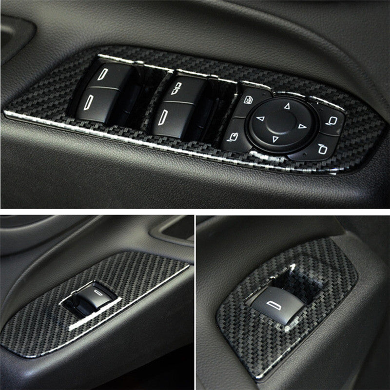 Carbon Fiber Window Lift Switch Panel Cover Trim for Chevrolet Equinox 2017-2021