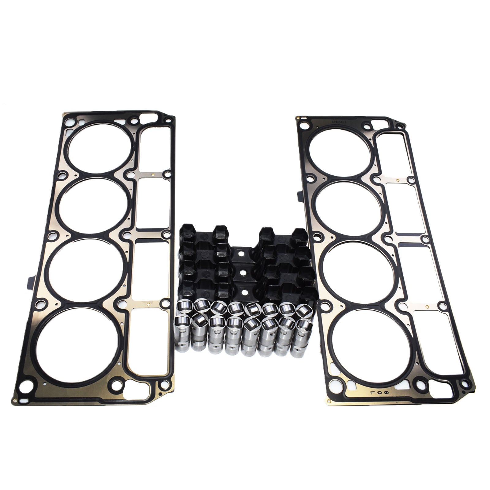 for Chevrolet 2 cylinder head gaskets, 16 valve lifters, and 4 rail trays