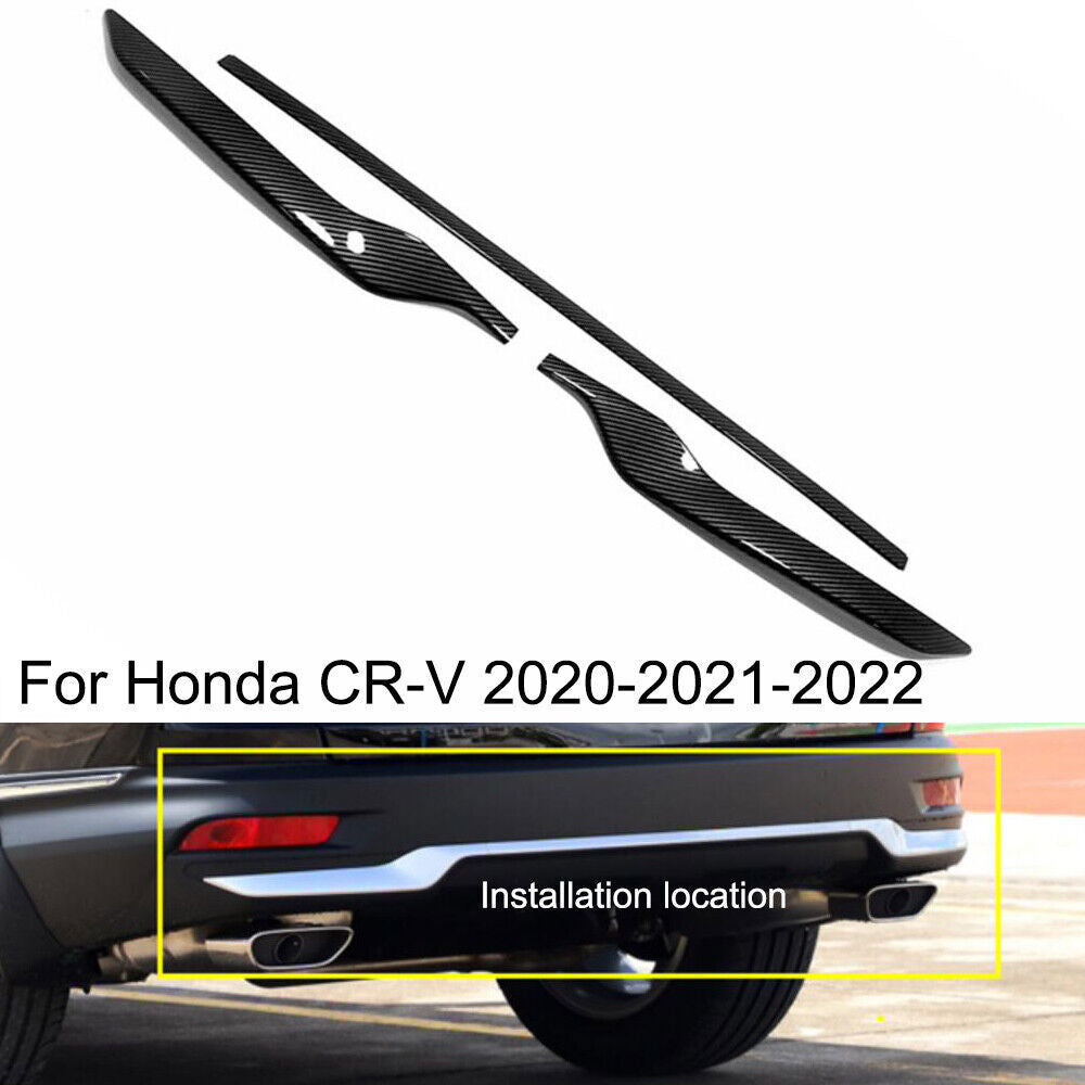 3X for Honda CR-V 2020-2022 Carbon Fiber ABS Car Rear Bumper Moulding Cover Trim