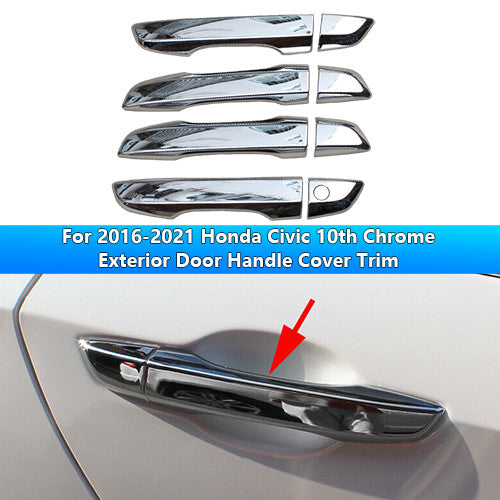 8P Chrome Outside Door Handle Moulding Cover Trims for Honda for Civic 10th 2019-21