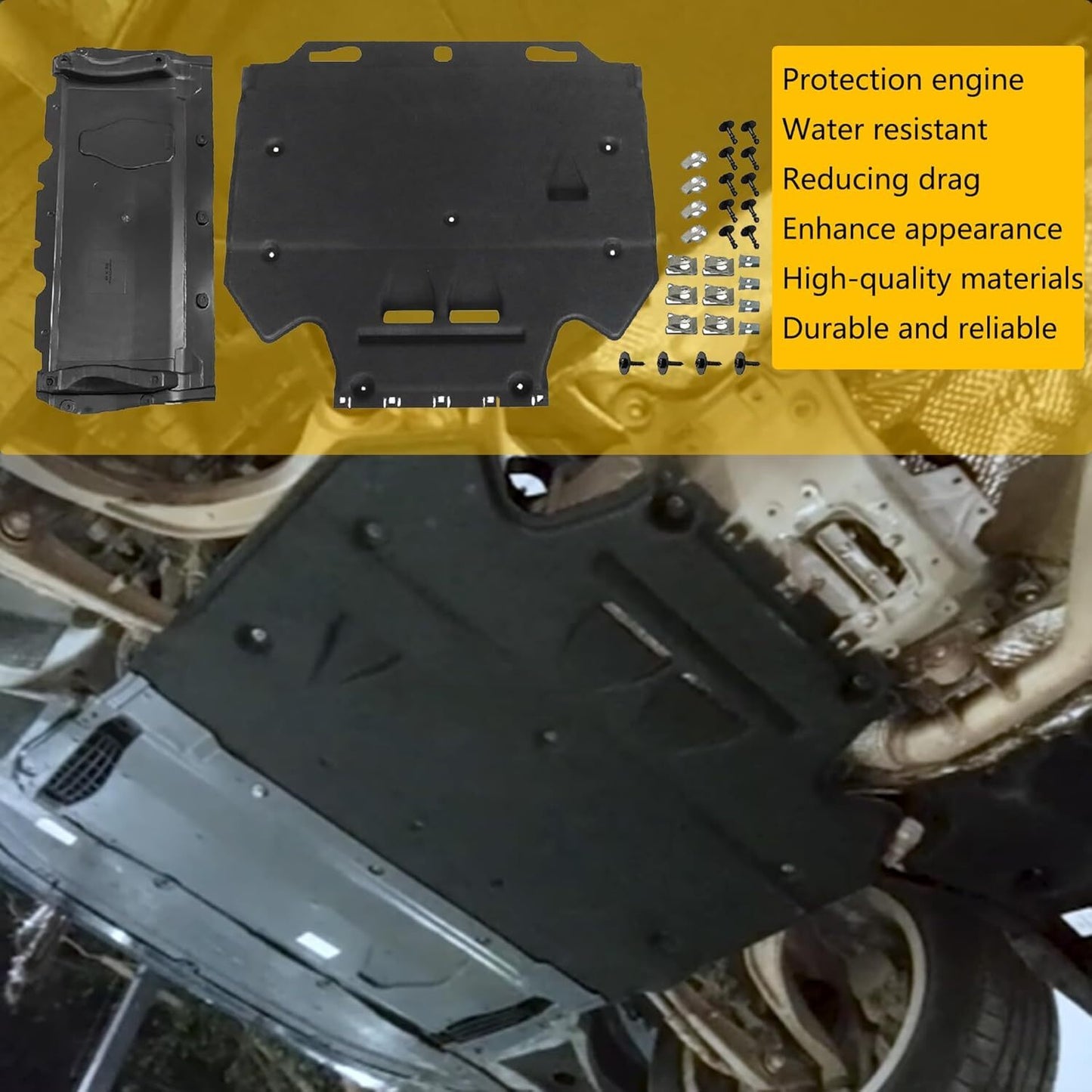 for Audi A6 (4G/C7) A7 (4G) 2011-18 Radiator Support Cover+Splash Guards+Clips n