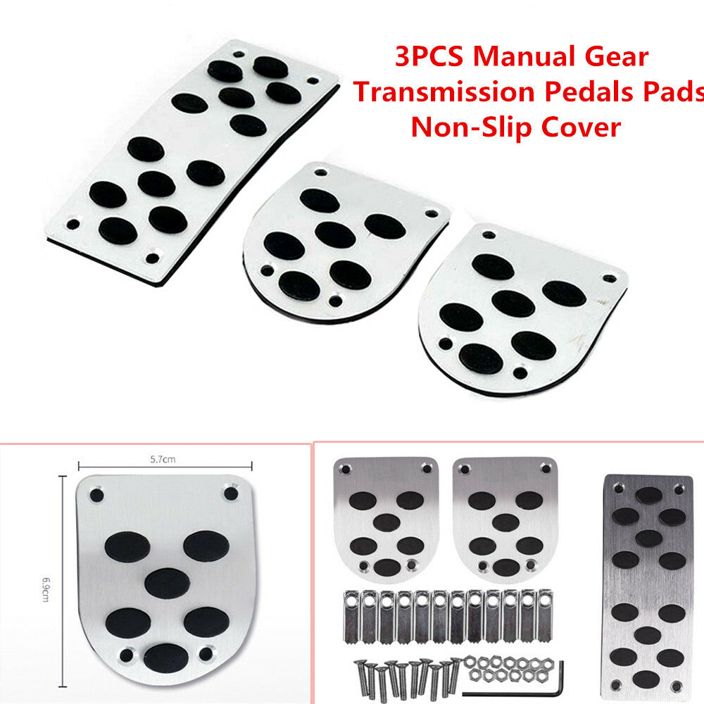 3x/1 Set Manual Gear Drive Pedal Foot Mats for Cars, Gas Brake Pedals, Anti-Slip Protective Covers n