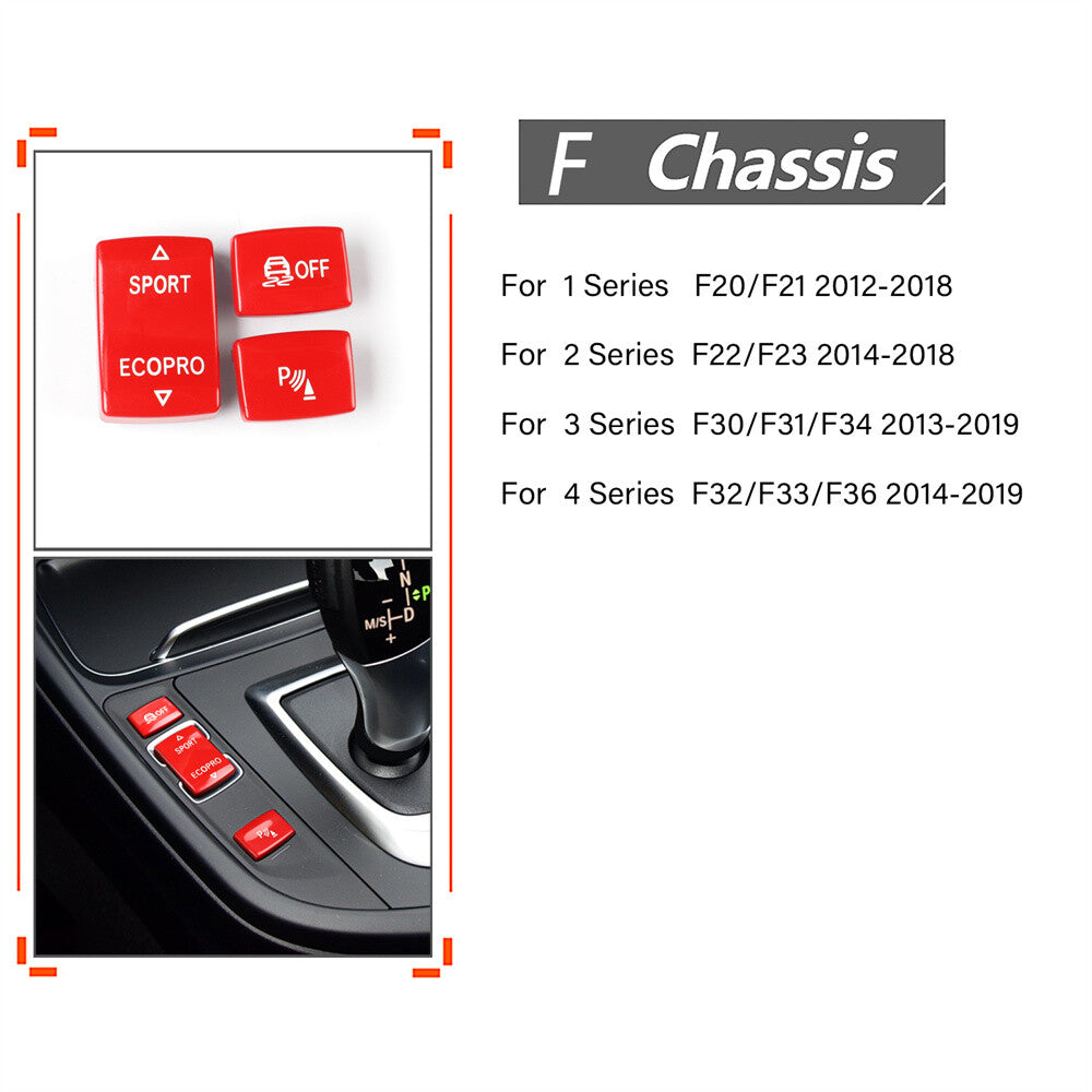 Red Replace Gear Shift Button Cover for BMW 1 2 3 4 Series F20 F22 F30 F32 13-19
