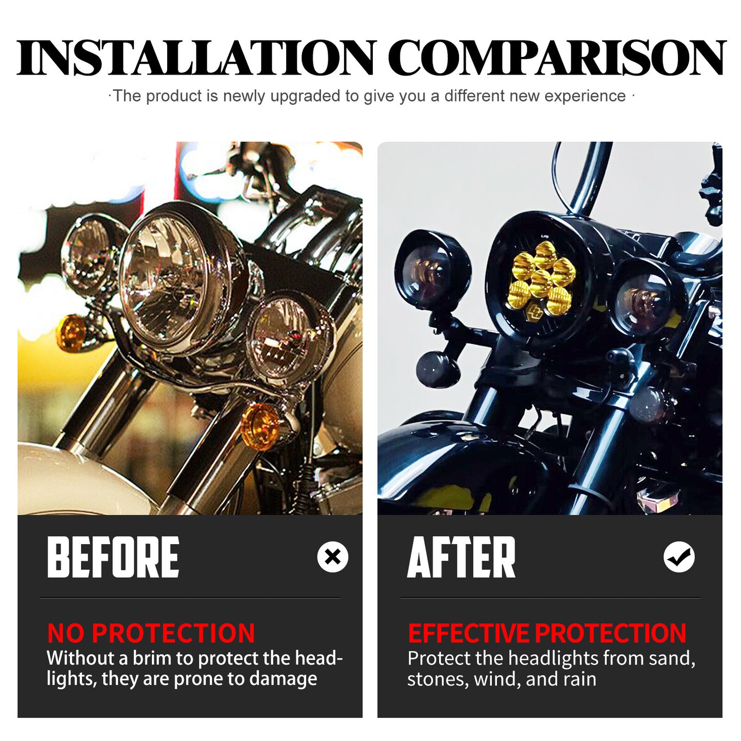 Black 7 Headlight  4.5 Auxiliary Light Visor Trim Cover for Harley Softail