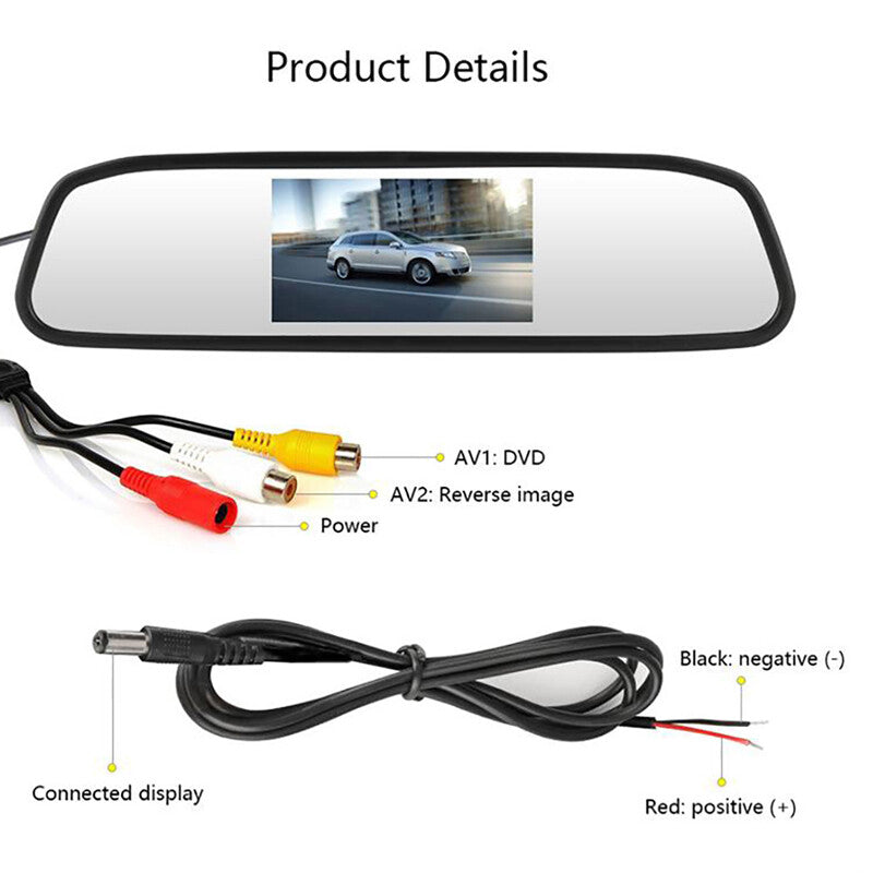 4.3 1080P 170¡ã Rearview Mirror Car Mirror Monitor Backup Camera System Kit v