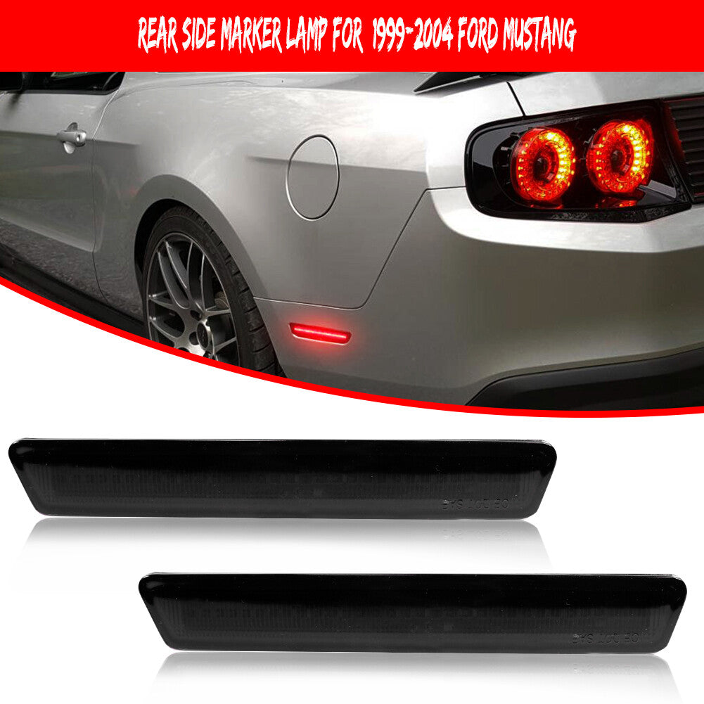 Smoked Lens Red LED Rear Side Marker Indicator Lights for 1999 - 2004 for Mustang - v