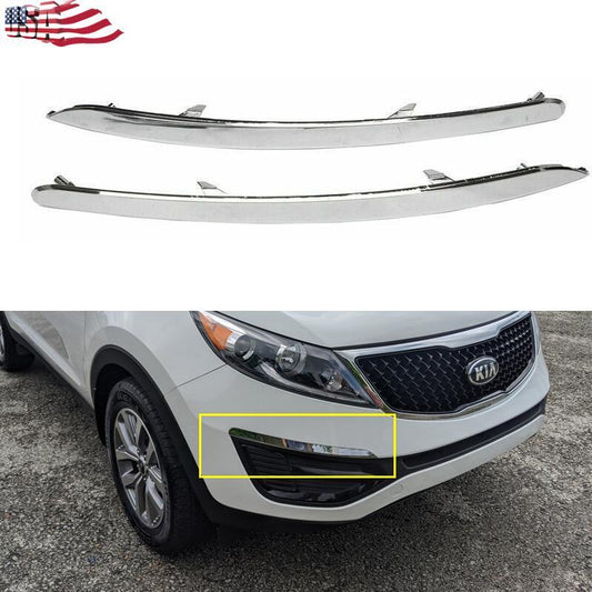 Pair For 2011-2015 for Kia Sportage Chrome Front Bumper Eyeline Trim Garnish