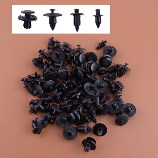 80pcs Motorcycle ATV Fairing Bodywork Bolt Push Pry Nylon Rivets Pin Clips kit