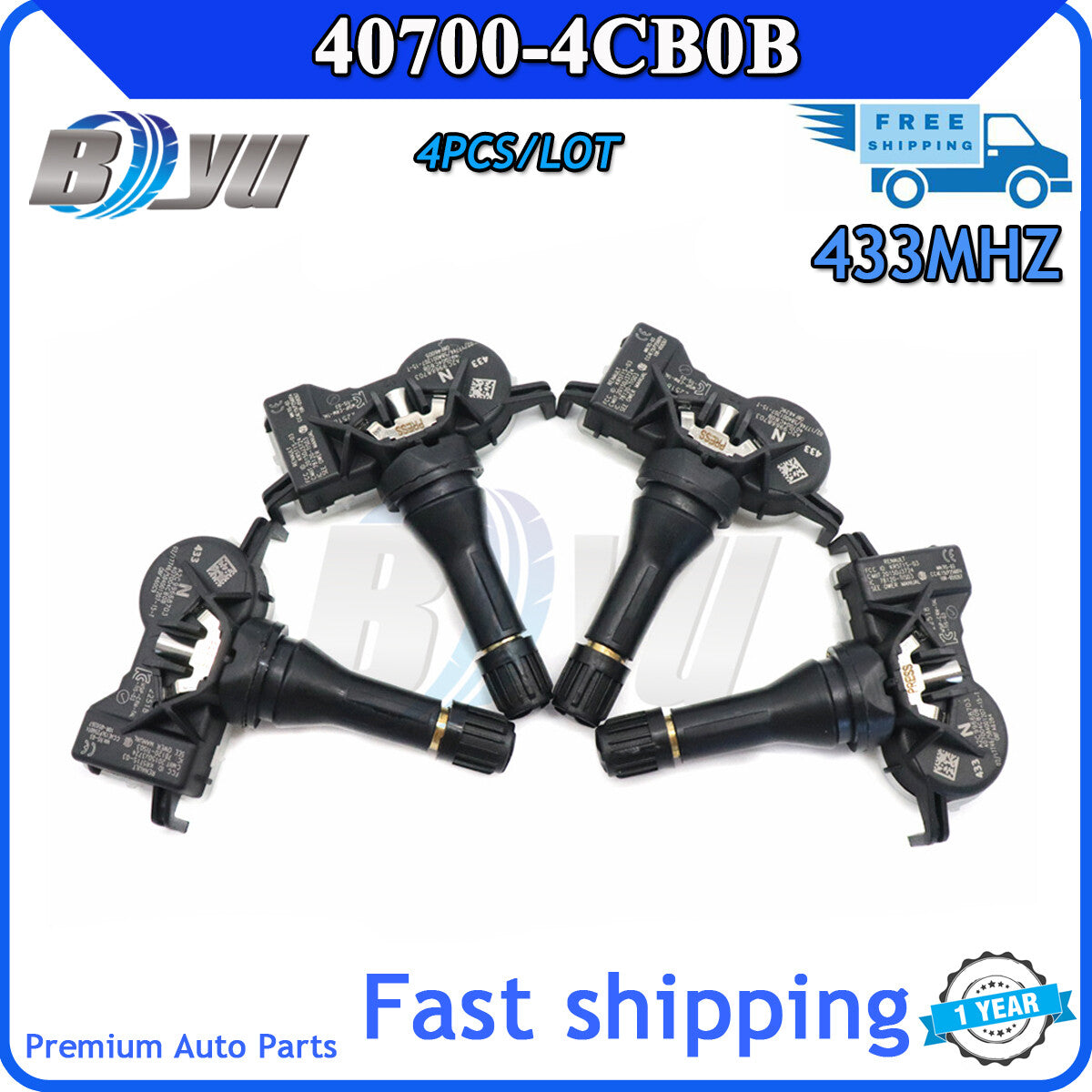TPMS Tire Pressure Sensor (4-piece, 433MHz) for Altima Rogue 40700-4CB0B- v