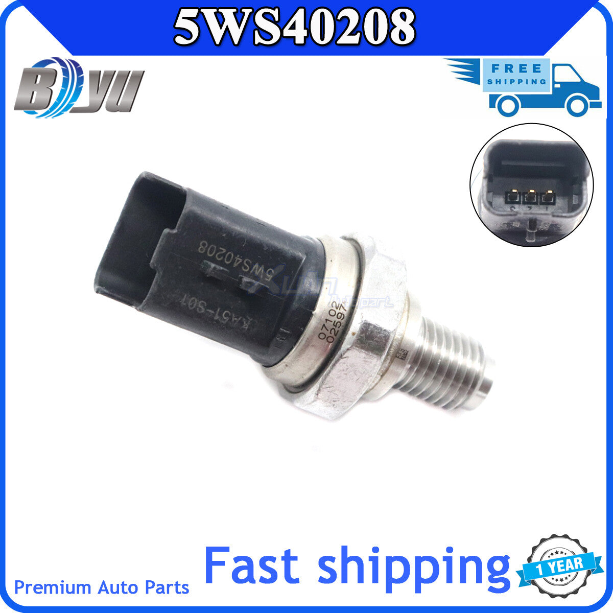 New 5WS40208 fuel rail pressure sensor for Clio MK2 MK3 Megane Scenic View - v