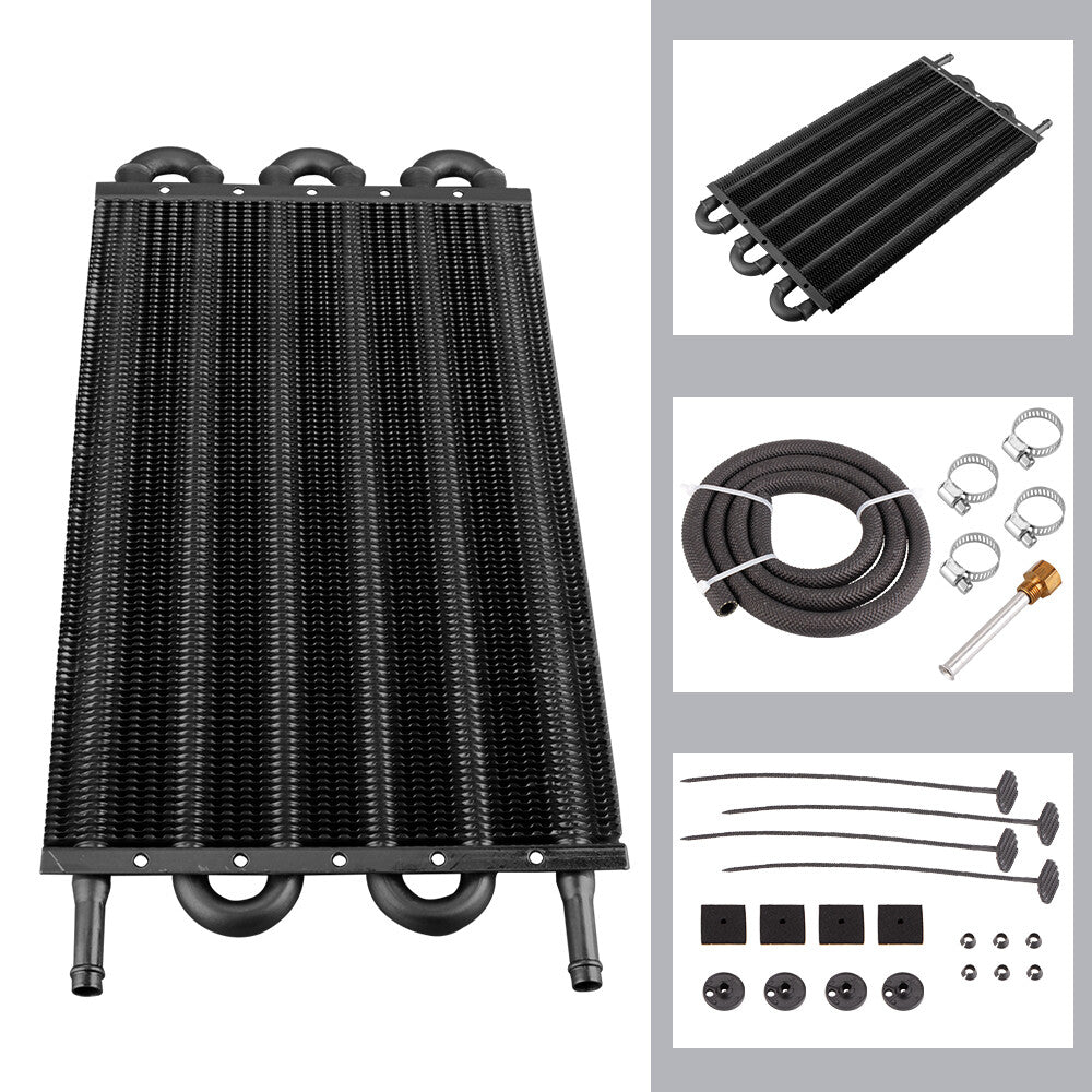 6 Rows Aluminum Remote Transmission Oil Cooler/Auto-Manual Radiator Converter Q