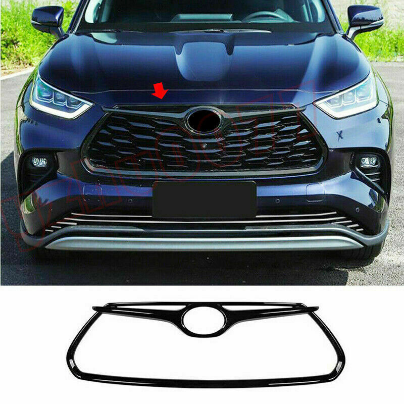 3X Glossy Black Front Grill Grille Frame Trim for Toyota Highlander 2020-2023